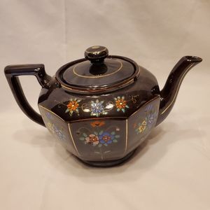 Vintage Brown Teapot Hand Painted With Gold Trim, Made in Japan
